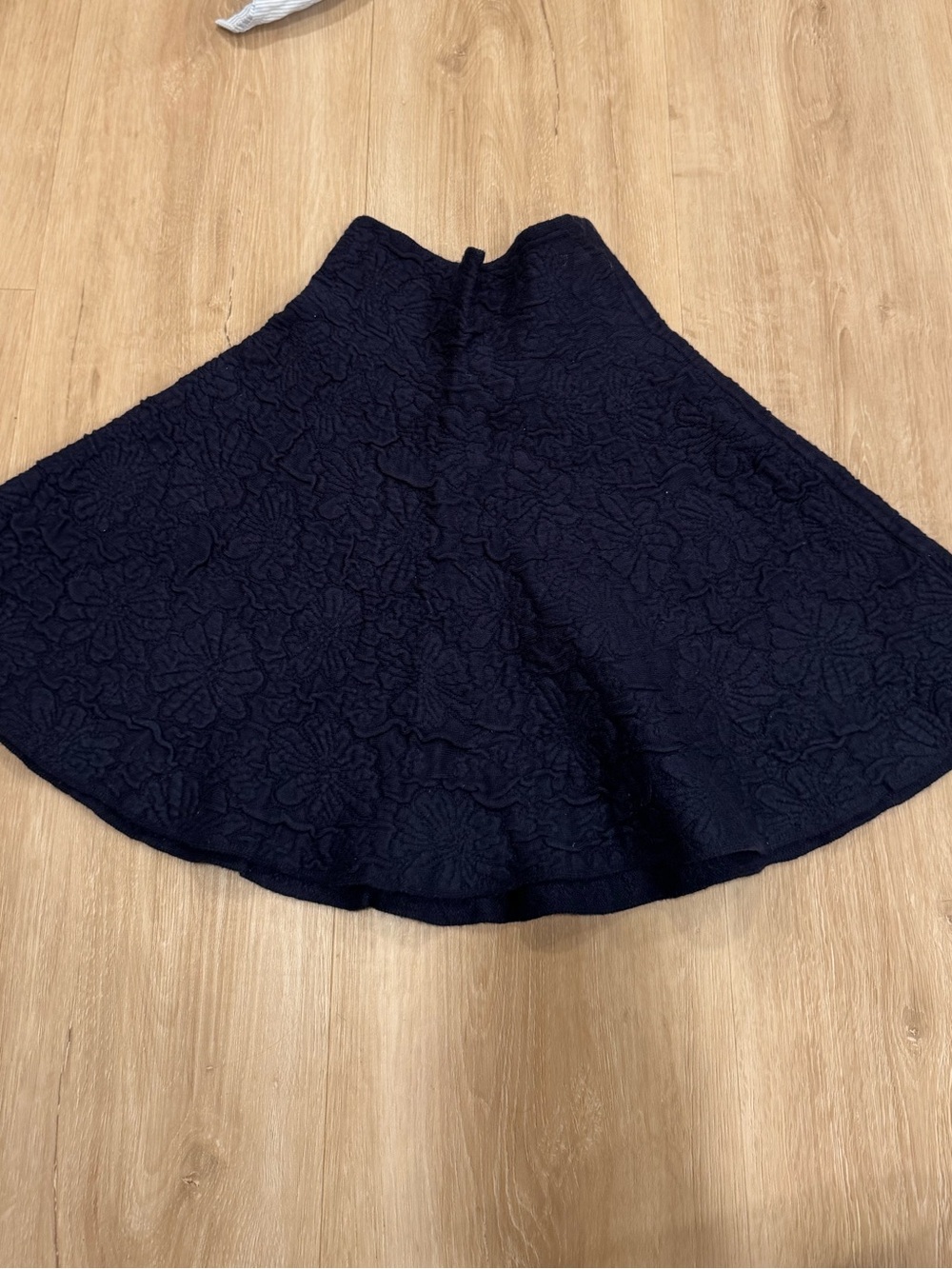 Navy Floral Textured A-Line Skater Skirt XXS 25-26